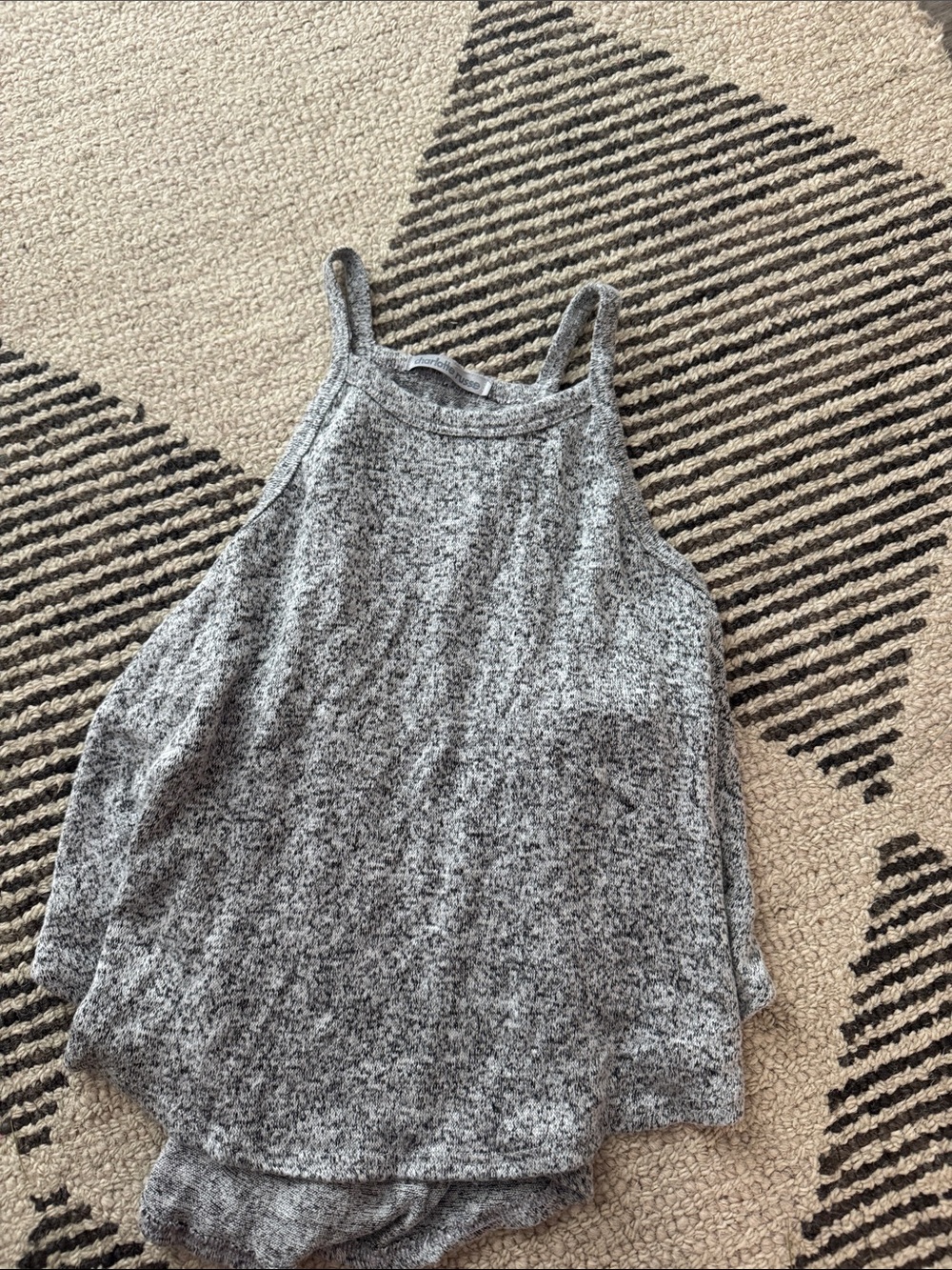 vintage Gray Knit Halter Tank Top - Women